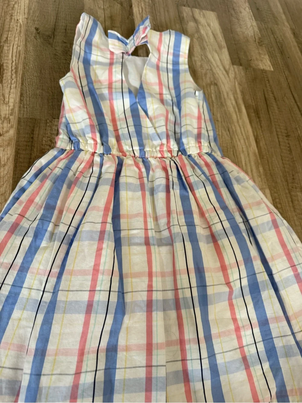 Carter's White Plaid Sleeveless Dress with Blue, Pink & Yellow Stripes